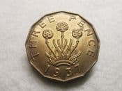 George VI, Brass Threepence 1937, EF, CS10102