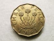 George VI, Brass Threepence 1941, GVF, CS9831