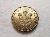 George VI, Brass Threepence 1943, EF, CS10313