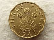 George VI, Brass Threepence 1943, VF Lamination Flaw, CS14126