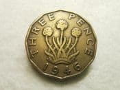 George VI, Brass Threepence 1946 (Scarce Year), AF, CS9915