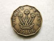 George VI, Brass Threepence 1946 (Scarcer Year), F, CS8905