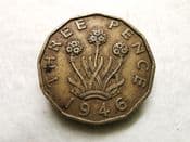 George VI, Brass Threepence 1946 (Scarcer Year), F, CS8934