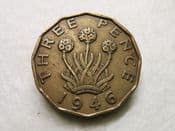 George VI, Brass Threepence 1946 (Scarcer Year), F, CS8950