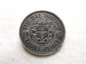 George VI, Silver (.500), Threepence 1942 (For Colonial Use), Dirty AVF, CS8904