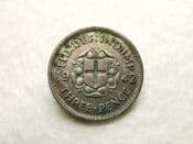 George VI, Silver (.500), Threepence 1942 (For Colonial Use), Dirty VF, CS8009