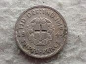 George VI, Silver (.500), Threepence 1944 (For Colonial Use), Fair, CS13259