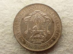 German East Africa, Silver (.917), One Rupie 1902 (Ext Low Mintage), Cleaned GVF, CS14150