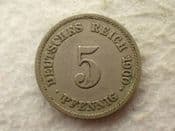Germany, 5 Pfennig 1900 G, F, CS14269