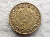 Germany, 5 Reichspfennig 1925 D, AVF, CS13905