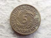 Germany, 5 Reichspfennig 1925 D, F, CS13949