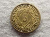 Germany, 5 Reichspfennig 1925 J, VF, CS13223
