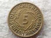 Germany, 5 Rentenpfennig 1924 D, F (Die Cracks), CS13810