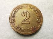 Germany, Two Pfennig 1875 G, Fair, CS7433