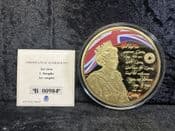 God Save the Queen, 2016 110g Gold Plated & Swarovski Medal, With COA, OS2072