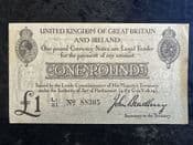 Great Britain, £1, 2nd Issue (Type 2) Bradbury 1916 (L1/21), AVF Slightly Ragged Edge, BKN2559
