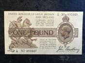 Great Britain, £1, Bradbury, 3rd Issue 1917 (G54), AEF, BKN2563