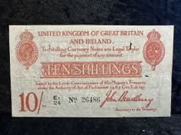 Great Britain, 10 Shillings, Bradbury, 2nd Issue 1915 (E1/24), AF Holes, BKN2576