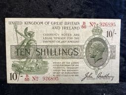 Great Britain, 10 Shillings, Bradbury Red Serial 1918 (B55), F, BKN2578