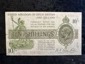 Great Britain, 10 Shillings, Fisher, 1st Issue 1919 (G26), AF Faded, BKN2580