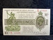 Great Britain, 10 Shillings, Fisher, 3rd Issue 1927 (W79), EF, BKN2577