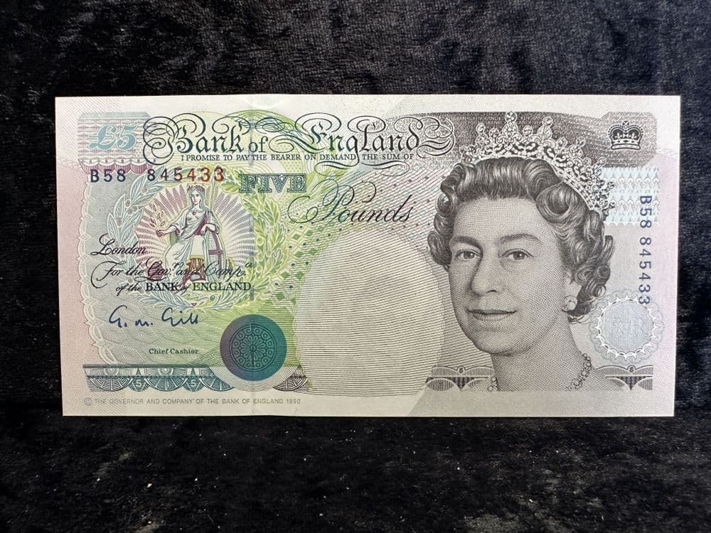 Great Britain 5 Pounds GM Gill 1990-91 B58 EF BKN2103