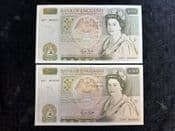 Great Britain, £50, Gill 1988 (D37, Consecutive Pair), GVF/AEF, BKN2626