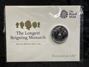 Great Britain, Silver (.999), 2015 1/2 oz £20 Coin (QEII Longest Reign), Unc in Pack, BC5357