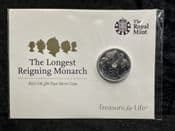 Great Britain, Silver (.999), 2015 1/2 oz £20 Coin (QEII Longest Reign), Unc in Pack, BC5359
