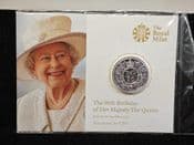 Great Britain, Silver (.999), 2016 1/2 oz £20 Coin (QEII 90th Birthday), Unc in Pack, BC5094