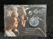 Great Britain, Silver (.999), 2017 1/2 oz £20 Coin (QEII Platinum Wedding), Unc in Pack, BC5097