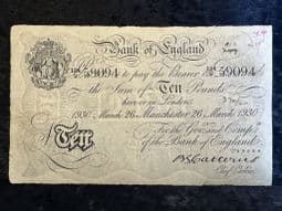 Great Britain, White £10, Catterns, Manchester 1930 (124/V), GF, BKN2693