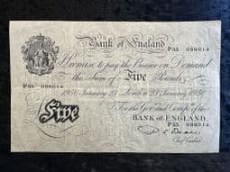 Great Britain, White £5, Beale 1950 (P55), GF, BKN2658