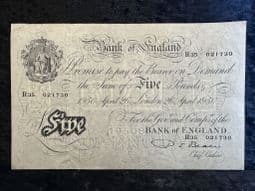 Great Britain, White £5, Beale 1950 (R35), VF, BKN2664