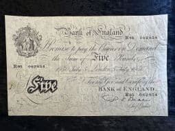 Great Britain, White £5, Beale 1950 (R95), GF Stains, BKN2661