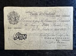 Great Britain, White £5, Beale 1952 (X67), GF, BKN2655