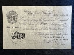 Great Britain, White £5, Beale 1952 (X76), GVF, BKN2671