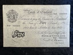 Great Britain, White £5, Beale 1952 (Y07), GF, BKN2666