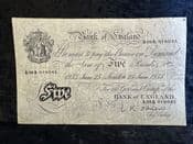 Great Britain, White £5, O'Brien 1955 (A09A), F, BKN2673