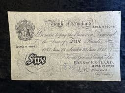 Great Britain, White £5, O'Brien 1955 (A09A), F, BKN2673