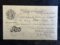 Great Britain, White £5, O'Brien 1955 (A77A), AEF, BKN2683