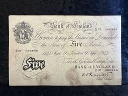 Great Britain, White £5, Peppiatt 1944 (E07), GF, BKN2645