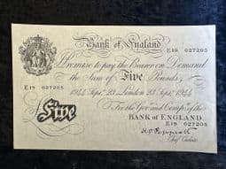 Great Britain, White £5, Peppiatt 1944 (E19), AEF, BKN2679