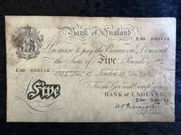 Great Britain, White £5, Peppiatt 1944 (E89), AF, BKN2641