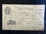 Great Britain, White £5, Peppiatt 1945 (J77), GF, BKN2651