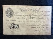 Great Britain, White £5, Peppiatt 1945 (J84), VF Stains, BKN2648