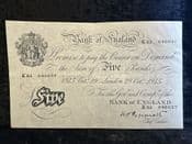 Great Britain, White £5, Peppiatt 1945 (K63), VF, BKN2680