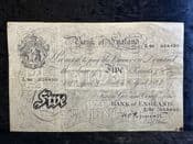Great Britain, White £5, Peppiatt 1947 (L86), F, BKN2653