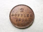 Guernsey, 2 Doubles 1920 H, EF, CS8619