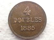 Guernsey, 4 Doubles 1885 H, GVF, CS12809